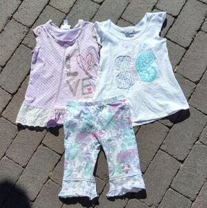 Naartjie Sleeveless Flutter Tops & Matching Ruffle-Hem Capri Leggings Bundle, 3T